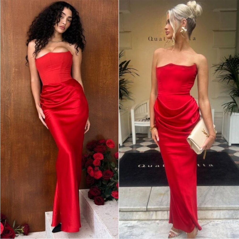 HOUSE OF CB 'Persephone' Scarlet Strapless Corset Maxi Dress NWOT - Picture 1 of 10
